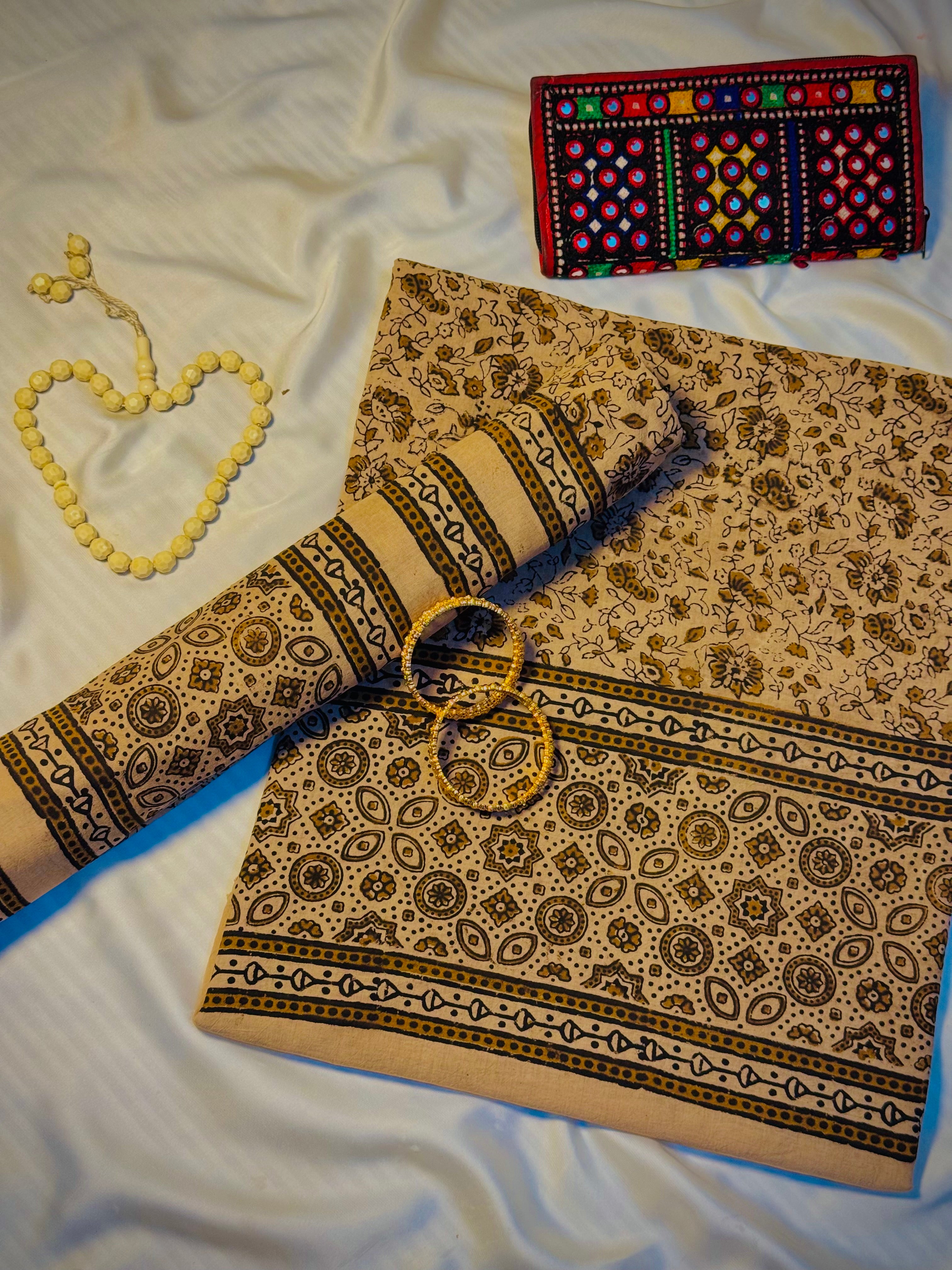 Rallijo Badami — Hand Block Print Lawn Suit Pakistan