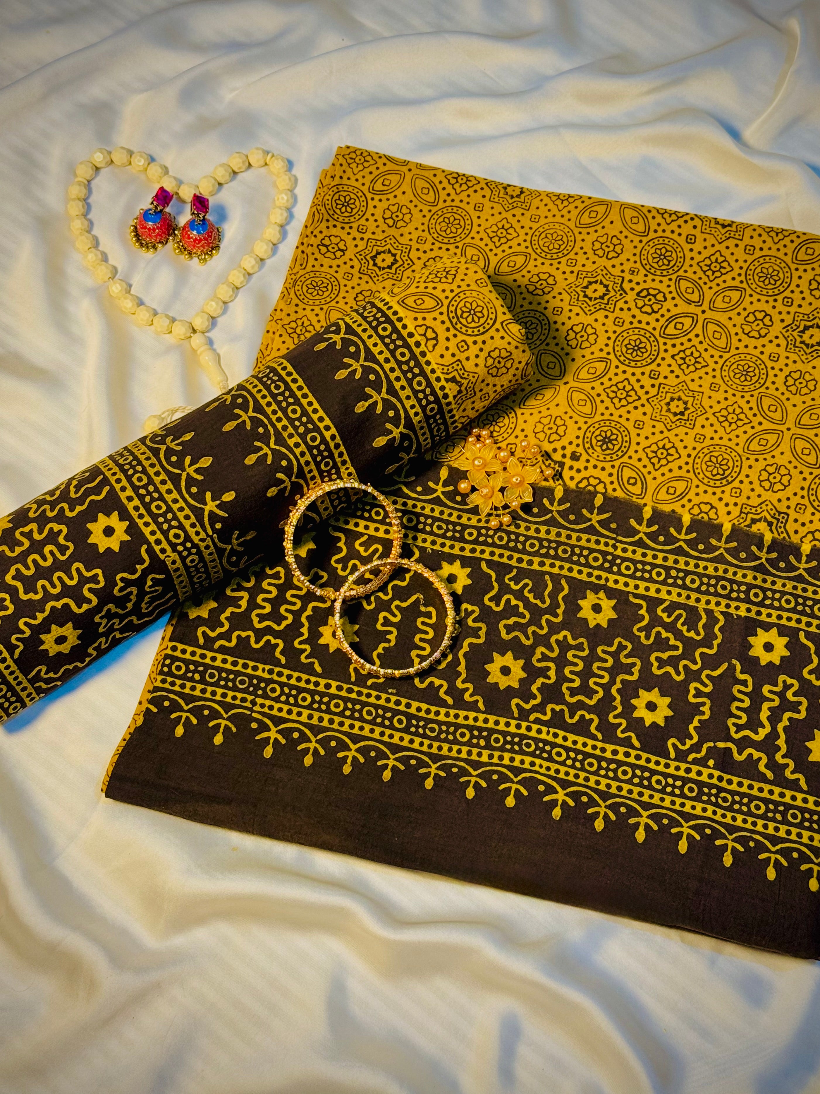 Rallijo Zard — Hand Block Print Lawn Suit Pakistan
