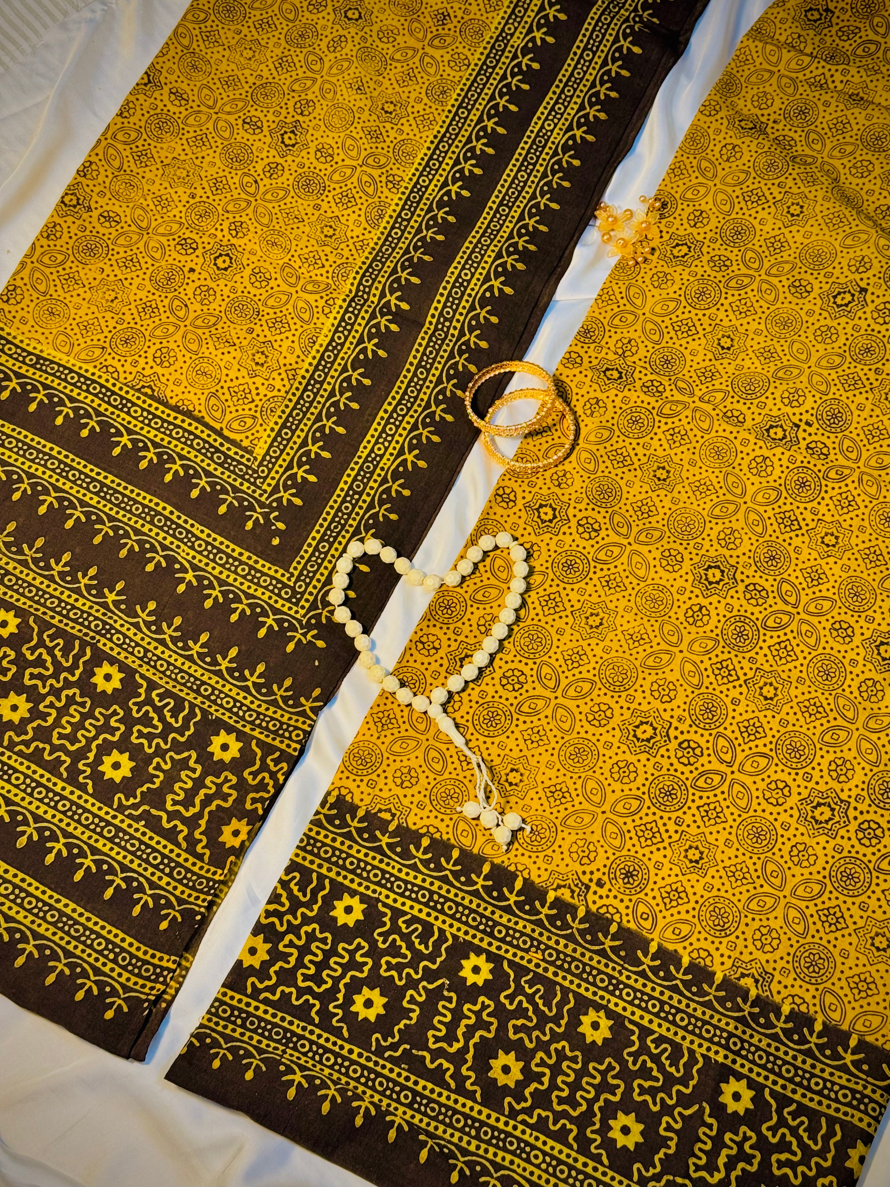 Rallijo Zard — Hand Block Print Lawn Suit Pakistan